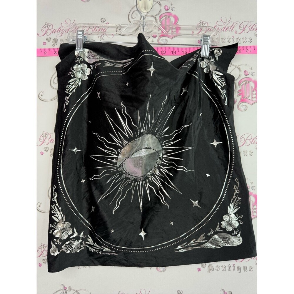Scarf Black Metallic Sun & Moon Graphic Bandana Top